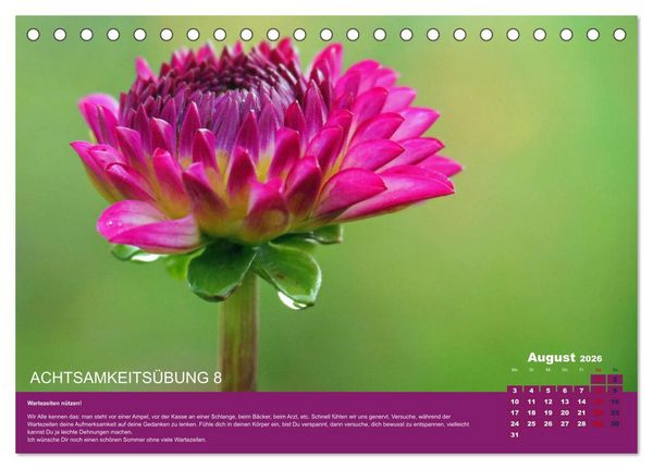Produktbild: Achtsamkeit, 12 &Uuml;bungen zu mehr Achtsamkeit. (Tischkalender 2026 DIN A5 quer), CALVENDO Monatskalender