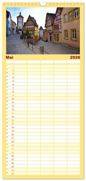 Produktbild: Familienplaner 2026 - Erlebe mit mir Rothenburg ob der Tauber mit 5 Spalten (Wandkalender, 21 x 45 cm) CALVENDO