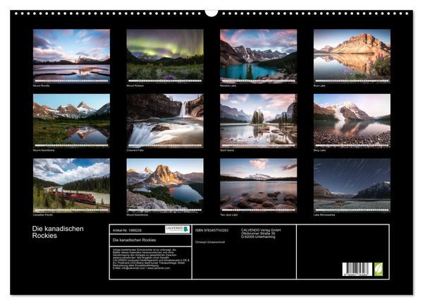 Produktbild: Die kanadischen Rockies (Wandkalender 2026 DIN A2 quer), CALVENDO Monatskalender