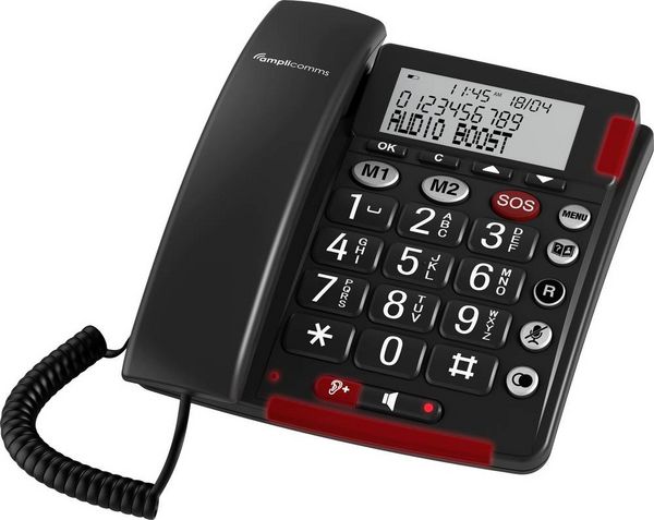 Produktbild: Amplicomms BigTel 50 Alarm Plus Schnurgebundenes Seniorentelefon f&uuml;r H&ouml;rger&auml;te kompatibel, inkl. Notrufsender, Wahlwiederholung