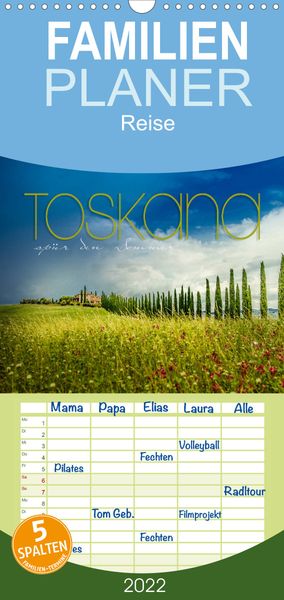 Produktbild: Familienplaner Toskana - sp&uuml;r den Sommer (Wandkalender 2022 , 21 cm x 45 cm, hoch)