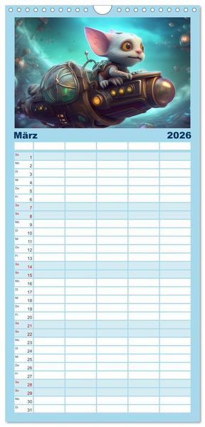 Produktbild: Familienplaner 2026 - Spannendes Weltraumabenteuer mit 5 Spalten (Wandkalender, 21 x 45 cm) CALVENDO