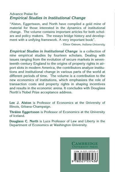 Produktbild: Empirical Studies in Institutional Change