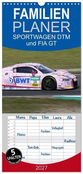 Produktbild: Familienplaner 2027 - SPORTWAGEN DTM und FIA GT mit 5 Spalten (Wandkalender, 21 x 45 cm) CALVENDO