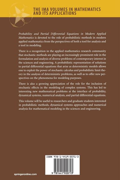 Produktbild: Probability and Partial Differential Equations in Modern Applied Mathematics