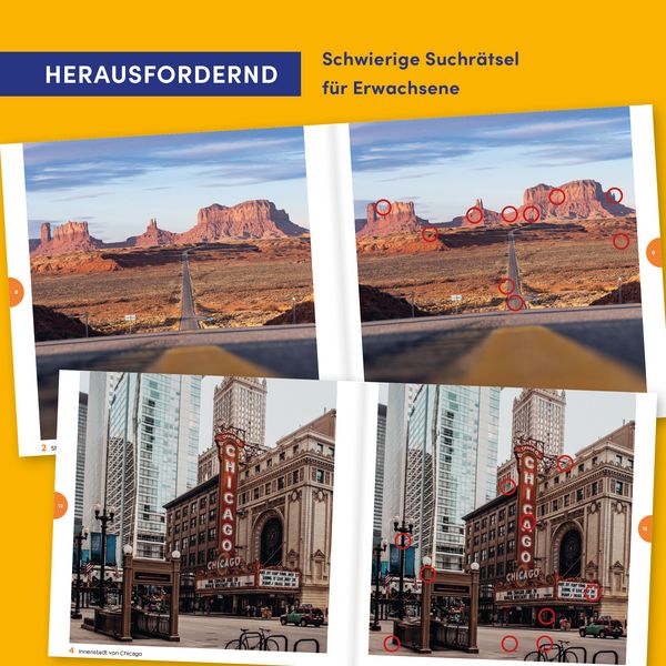 Produktbild: In 444 Fehlern um die Welt &ndash; USA. Finde die Unterschiede in den sch&ouml;nsten Motiven der USA