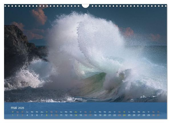 Produktbild: Temp&ecirc;tes c&ocirc;ti&egrave;res - La puissance brute des vagues (Calendrier mural 2026 DIN A3 vertical), CALVENDO calendrier mensuel