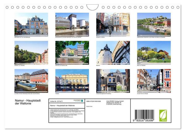 Produktbild: Namur - Hauptstadt der Wallonie (Wandkalender 2026 DIN A4 quer), CALVENDO Monatskalender