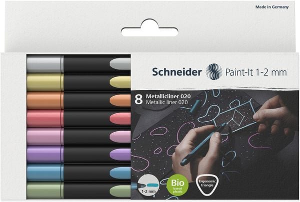 Produktbild: Schneider Metallicliner 020 Paint-It 1-2 mm, 8er Set