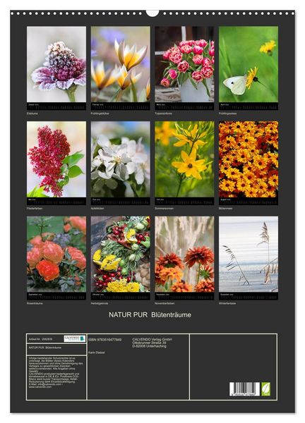 Produktbild: NATUR PUR Bl&uuml;tentr&auml;ume (Wandkalender 2026 DIN A2 hoch), CALVENDO Monatskalender