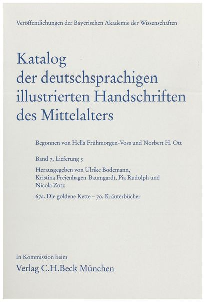 Produktbild: Katalog der deutschsprachigen illustrierten Handschriften des Mittelalters Band 7, Lfg. 5
