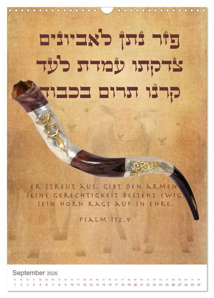 Produktbild: Psalmen Tehilim Hebr&auml;isch - Deutsch (Wandkalender 2026 DIN A3 hoch), CALVENDO Monatskalender