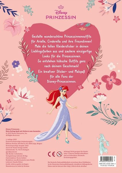 Produktbild: Disney Prinzessin: Mein Styling-Spa&szlig; mit Stickern zum Ausmalen - Stickern - Malen - Stylen
