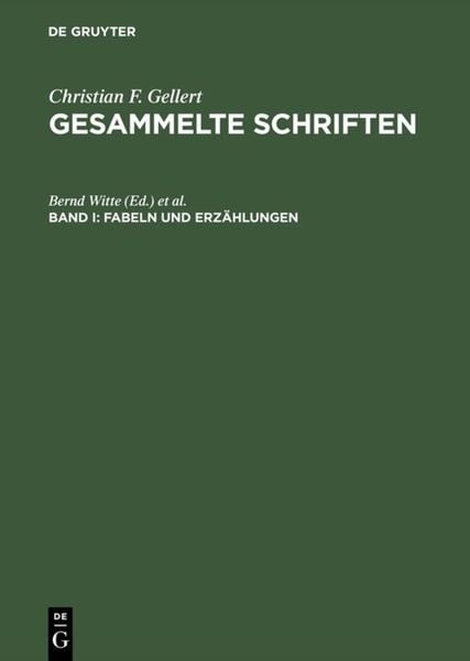 Produktbild: Gesammelte Schriften, Bd I, Fabeln und Erz&auml;hlungen