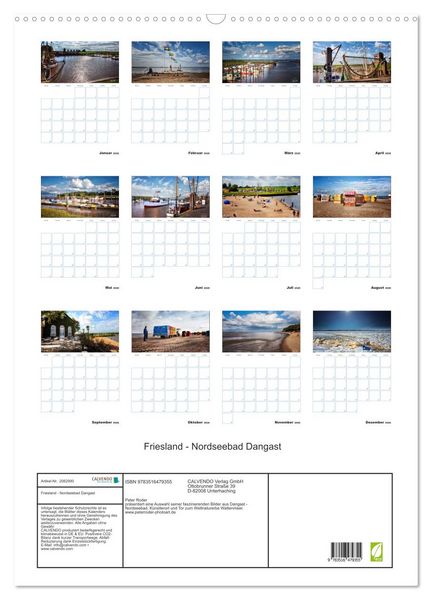 Produktbild: Friesland - Nordseebad Dangast (Wandkalender 2026 DIN A2 hoch), CALVENDO Monatskalender