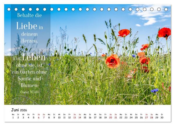 Produktbild: Lebensweisheiten, motivierende Spr&uuml;che und kluge Zitate mit Bildern der Natur (Tischkalender 2026 DIN A5 quer), CALVENDO Monatskalender