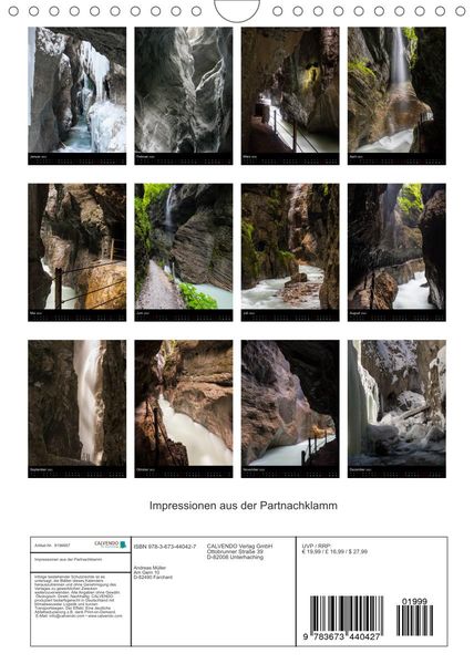 Produktbild: Impressionen aus der Partnachklamm (Wandkalender 2022 DIN A4 hoch)