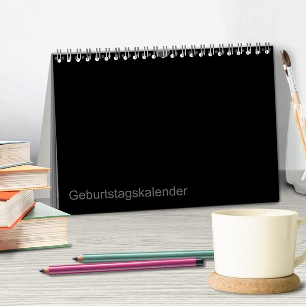 Produktbild: Bastel-Geburtstagskalender schwarz / Geburtstagskalender (Tischkalender 2026 DIN A5 quer), CALVENDO Monatskalender