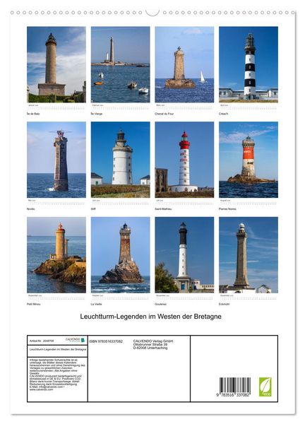 Produktbild: Leuchtturm-Legenden im Westen der Bretagne (hochwertiger Premium Wandkalender 2026 DIN A2 hoch), Kunstdruck in Hochglanz