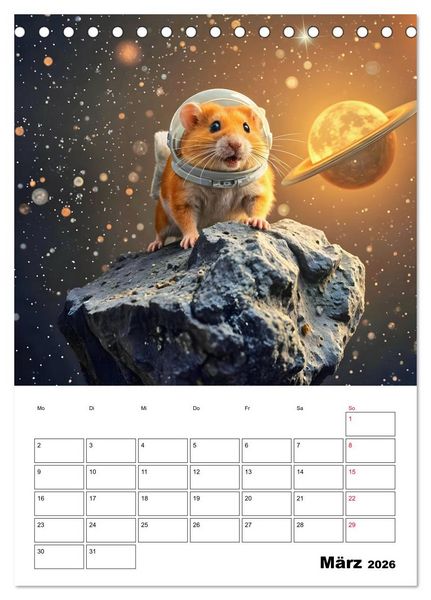 Produktbild: Space Hamster - Mit KI Hamster Astronauten im Weltall (Tischkalender 2026 DIN A5 hoch), CALVENDO Monatskalender