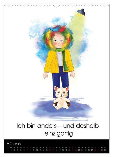 Produktbild: Ich bin einzigartig - Achtsame Affirmationen f&uuml;r besondere Kinder (Wandkalender 2026 DIN A3 hoch), CALVENDO Monatskalender