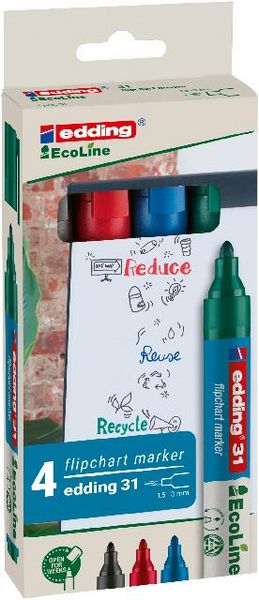 Produktbild: Edding Flipchartmarker EcoLine 31, 4er Set