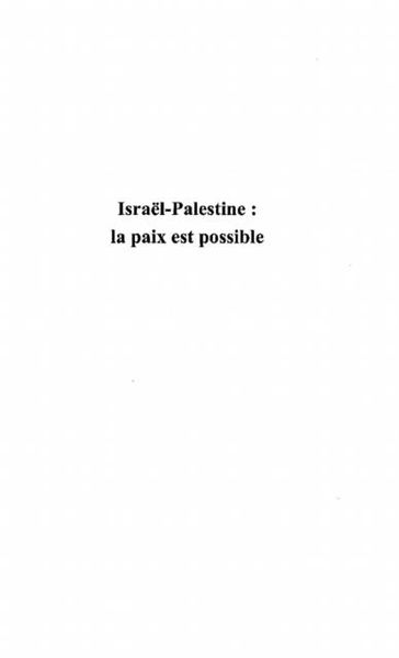 Produktbild: Israel-palestine: la paix estpossible