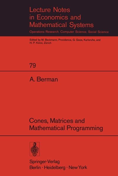 Produktbild: Cones, Matrices and Mathematical Programming