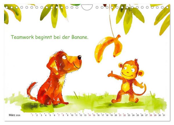 Produktbild: Vier Pfoten, viele Spr&uuml;che - Lustige Weisheiten mit Hund (Wandkalender 2026 DIN A4 quer), CALVENDO Monatskalender