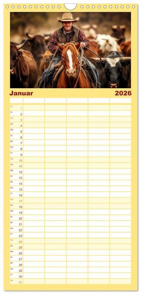 Produktbild: Familienplaner 2026 - Westernwelt mit 5 Spalten (Wandkalender, 21 x 45 cm) CALVENDO