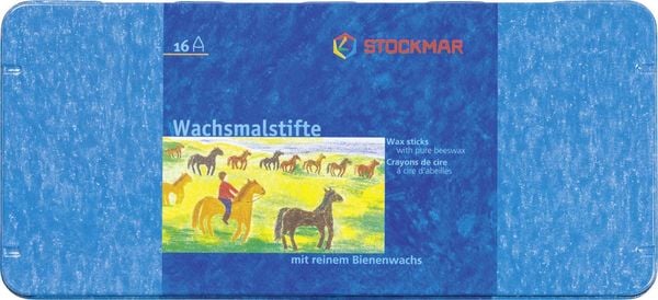 Stockmar Wachsmalstifte aus reinem Bienenwachs, inkl. Schaber in Blechetui, 16er Set