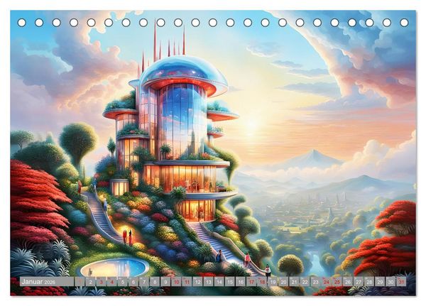 Produktbild: Architektur Futuristische Horizonte (Tischkalender 2026 DIN A5 quer), CALVENDO Monatskalender