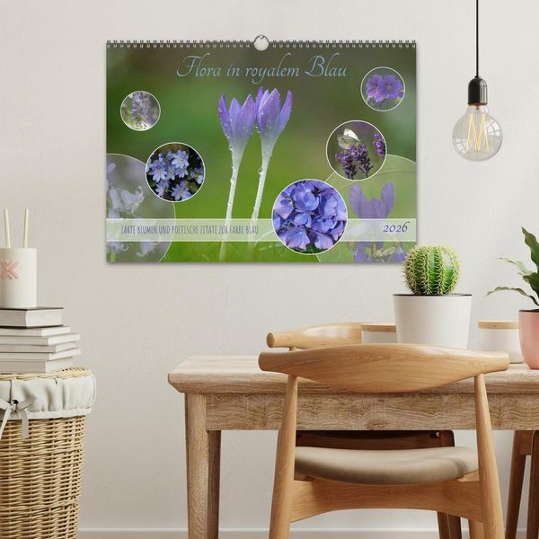 Produktbild: Flora in royalem Blau (Wandkalender 2026 DIN A3 quer), CALVENDO Monatskalender