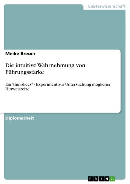 Produktbild: Die intuitive Wahrnehmung von F&uuml;hrungsst&auml;rke