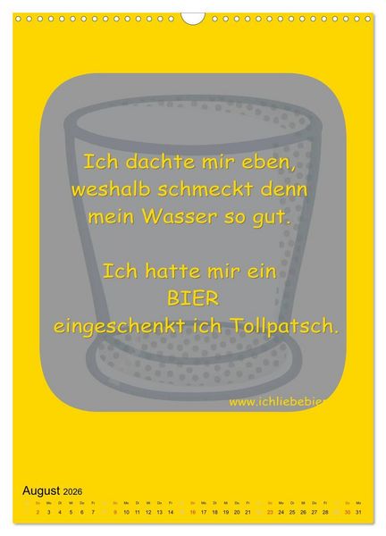 Produktbild: Ich liebe Bier (Wandkalender 2026 DIN A3 hoch), CALVENDO Monatskalender