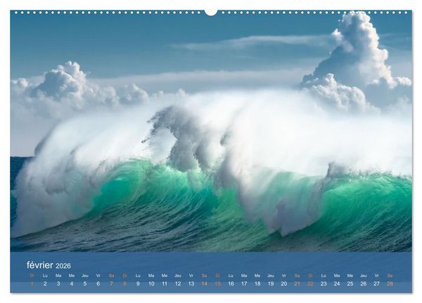 Produktbild: Temp&ecirc;tes c&ocirc;ti&egrave;res - La puissance brute des vagues (Calendrier mural 2026 DIN A2 vertical) calendrier de bureau