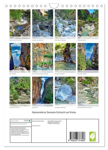 Produktbild: Naturerlebnis Samaria Schlucht auf Kreta (Wandkalender 2026 DIN A4 hoch), CALVENDO Monatskalender