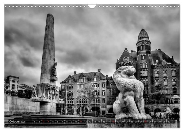 Produktbild: AMSTERDAM Stadtherz in Monochrom (Wandkalender 2026 DIN A3 quer), CALVENDO Monatskalender