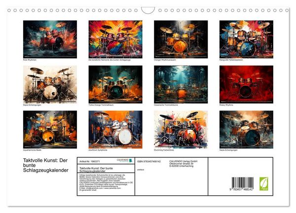 Produktbild: Taktvolle Kunst: Der bunte Schlagzeugkalender (Wandkalender 2026 DIN A3 quer), CALVENDO Monatskalender