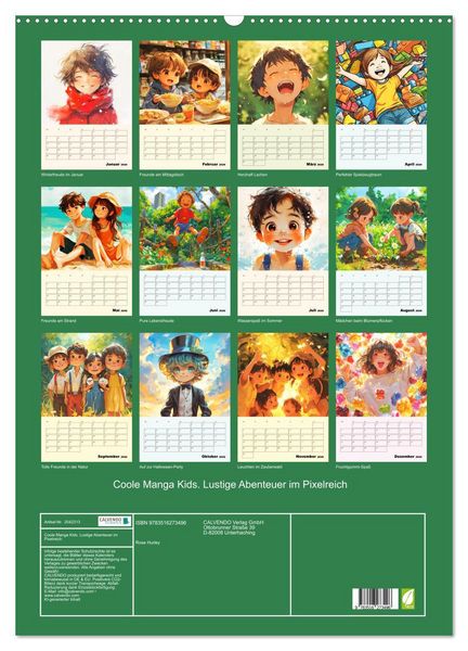 Produktbild: Coole Manga Kids. Lustige Abenteuer im Pixelreich (Wandkalender 2026 DIN A2 hoch), CALVENDO Monatskalender