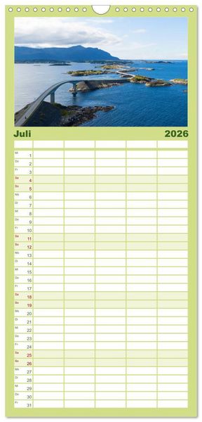 Produktbild: Familienplaner 2026 - Norwegen - Das wundersch&ouml;ne Land im Norden. mit 5 Spalten (Wandkalender, 21 x 45 cm) CALVENDO