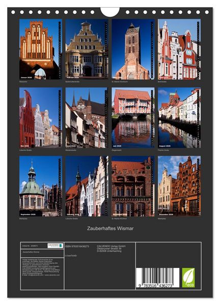 Produktbild: Zauberhaftes Wismar (Wandkalender 2026 DIN A4 hoch), CALVENDO Monatskalender