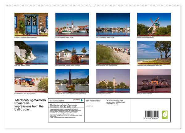 Produktbild: Mecklenburg-Western Pomerania. Impressions from the Baltic coast (High Quality Premium Wall Calendar 2027 DIN A2 landscape),CALVENDO 12 Month Wall Calendar