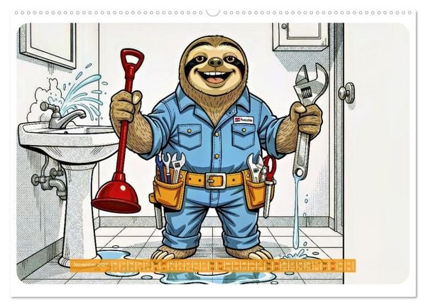 Produktbild: Lustiges Faultier im Beruf - Comic (hochwertiger Premium Wandkalender 2027 DIN A2 quer), Kunstdruck in Hochglanz