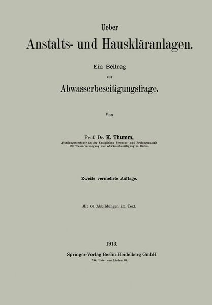 Produktbild: Ueber Anstalts- und Hauskl&auml;ranlagen