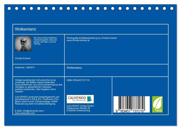 Produktbild: Wolkentanz (Tischkalender 2026 DIN A5 quer), CALVENDO Monatskalender