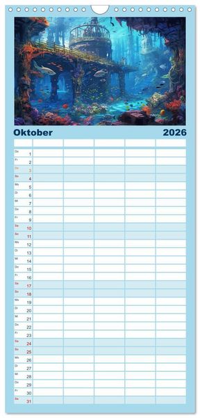 Produktbild: Familienplaner 2026 - Unten im Meer ist was los mit 5 Spalten (Wandkalender, 21 x 45 cm) CALVENDO