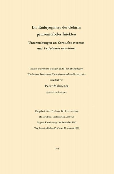 Produktbild: Die Embryogenese des Gehirns paurometaboler Insekten