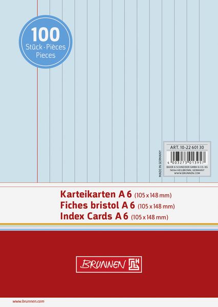 Produktbild: Brunnen Karteikarte A6 lin bl 100St