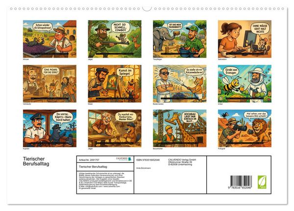 Produktbild: Tierischer Berufsalltag (hochwertiger Premium Wandkalender 2026 DIN A2 quer), Kunstdruck in Hochglanz